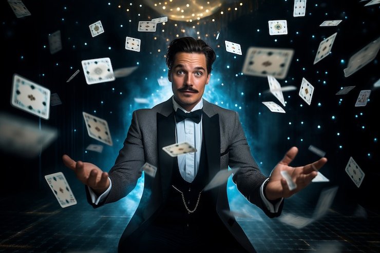 Live dealer with playing cards in Andar Bahar session